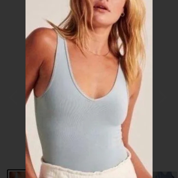 Abercrombie & Fitch Bodysuit Soft AF Light Blue Seamless - Picture 7 of 8